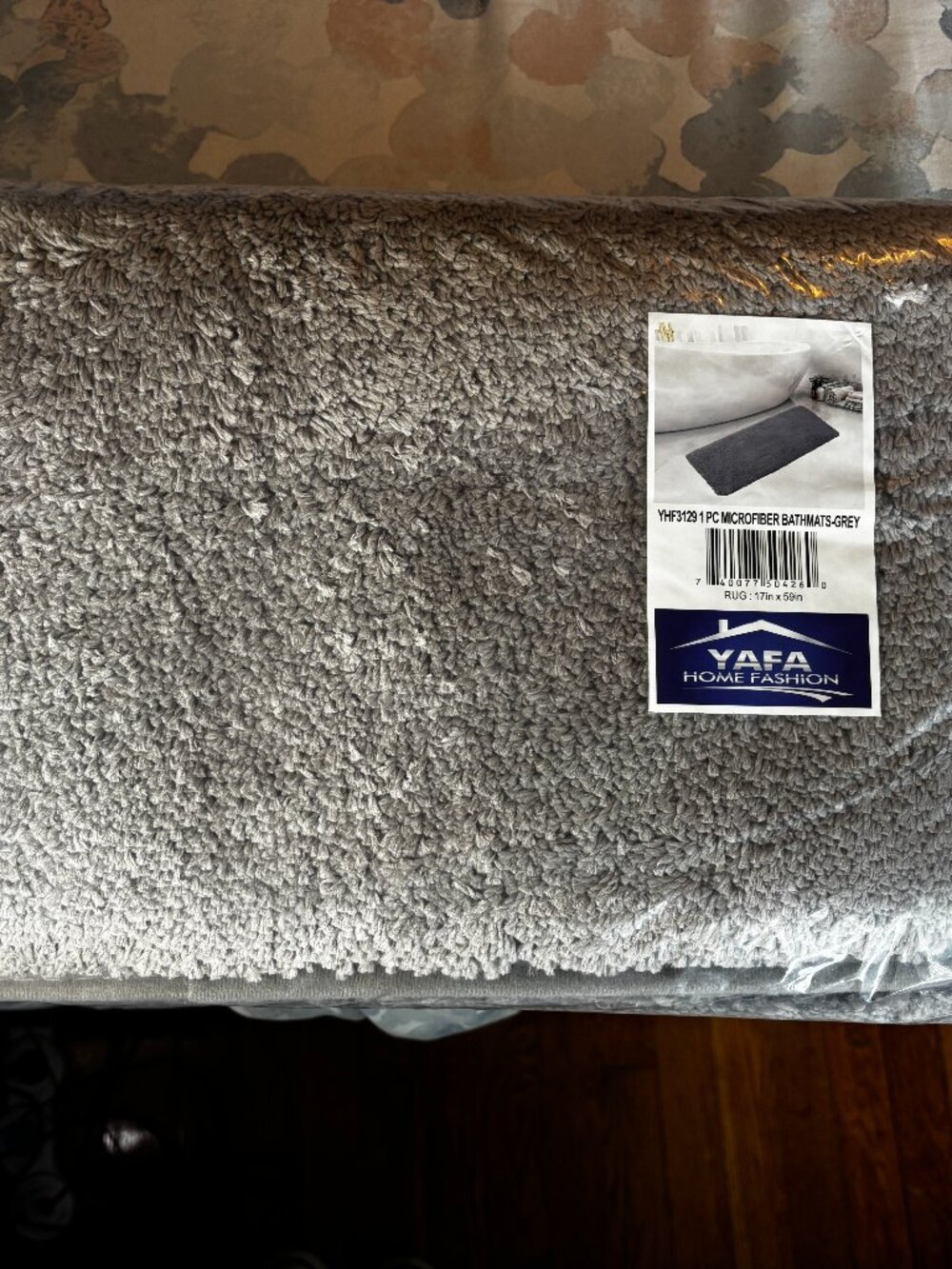 Yafa Home Fashion 1 Piece Solid Microfiber Soft Bathmat 17" x 59" Grey NWT